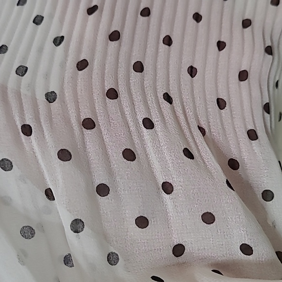 Talbots Cream & Black Polka-dot Blouse with sheer sleeves size 2X - Picture 6 of 9